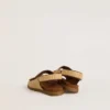 Noa Junior-Sandalen aus beigem Raffia und braunem Leder