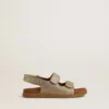 Noa Junior-Sandalen aus Mikroglitter und Platinleder