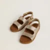 Noa Junior-Sandalen aus Mikroglitter und Platinleder