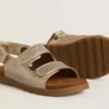 Noa Junior-Sandalen aus Mikroglitter und Platinleder