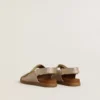 Noa Junior-Sandalen aus Mikroglitter und Platinleder