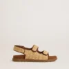 Noa Young Sandalen aus beigem Raffia und braunem Leder