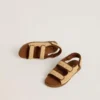 Noa Young Sandalen aus beigem Raffia und braunem Leder