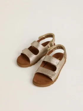 Noa Young Sandalen aus Mikroglitzer- und Platinleder