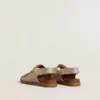 Noa Young Sandalen aus Mikroglitzer- und Platinleder