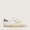Old-School-Damenschuhe mit goldenem Stern aus laminiertem Leder
