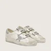 Old-School-Damenschuhe mit silbernem Glitzerstern und eisgrauer Zunge aus Wildleder