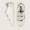 Old-School-Damenschuhe mit silbernem Glitzerstern und eisgrauer Zunge aus Wildleder