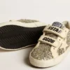 Old School Junior in Platin-Glitzer mit Lederstern und Fersenlasche
