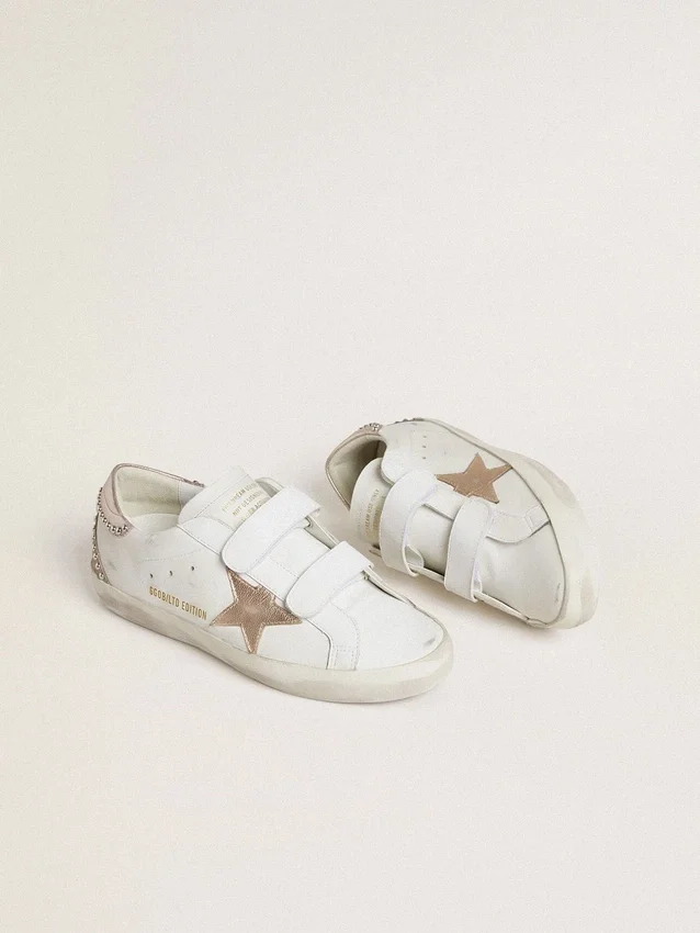 Old School LTD für Damen mit Stern und Fersenlasche aus roségoldfarbenem Metallic-Leder