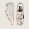 Old-School-Schuhe für Damen aus weissem Leder mit schwarzem Lederstern und Einsätzen im Schlangenprint