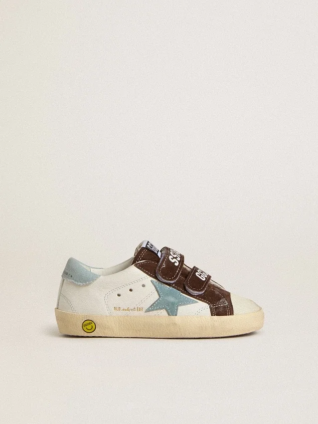Old School Young aus Nappa mit hellblauem Stern aus Wildleder und braunen Wildledereinsätzen