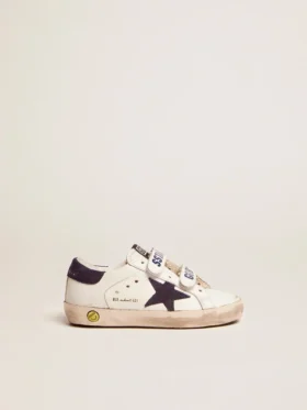 Old School Young aus weissem Leder mit blauem Stern aus Wildleder und Fersenlasche