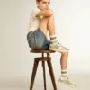Old School Young in Platin-Glitzer mit Lederstern und Fersenlasche