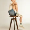 Old School Young in Platin-Glitzer mit Lederstern und Fersenlasche