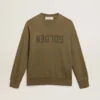 Olivgrünes Herren-Sweatshirt mit goldenem Schriftzug