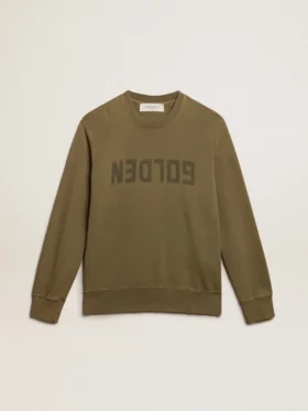 Olivgrünes Herren-Sweatshirt mit goldenem Schriftzug