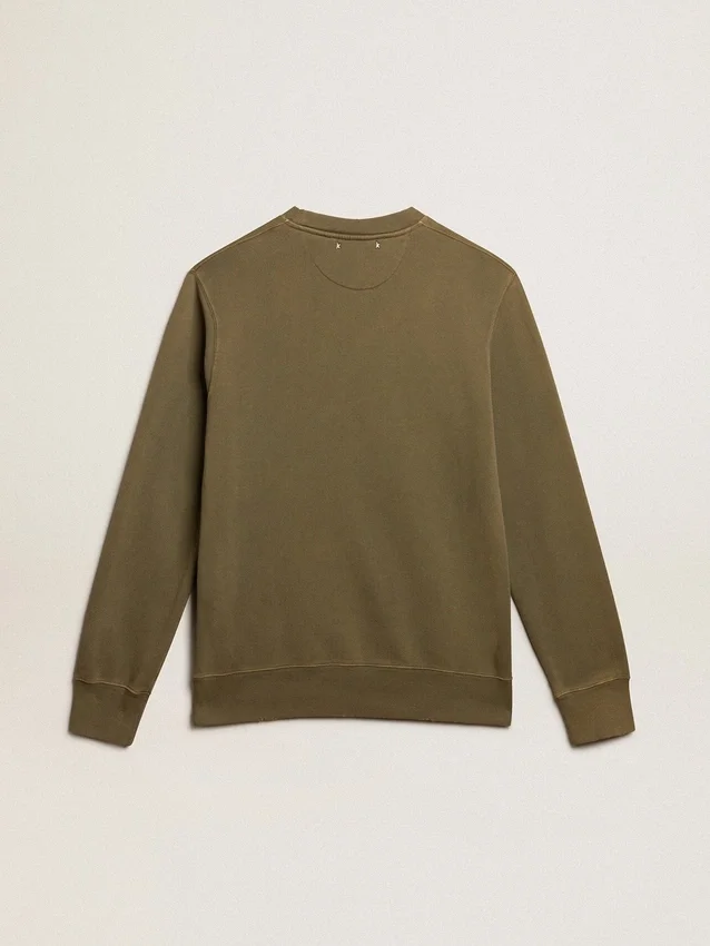 Olivgrünes Herren-Sweatshirt mit goldenem Schriftzug