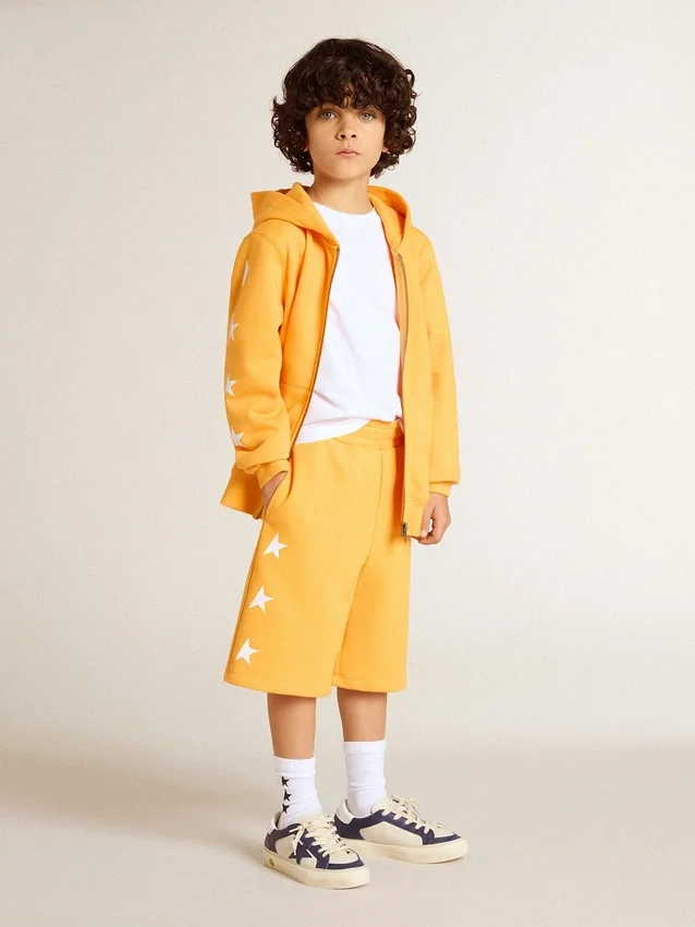 Orangefarbenes Sweatshirt für Jungen mit Reissverschluss