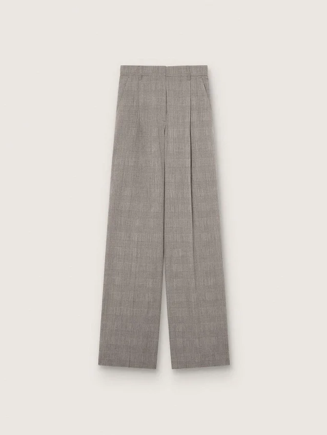 Oversize-Damenhose in grauem Prince-of-Wales-Karomuster