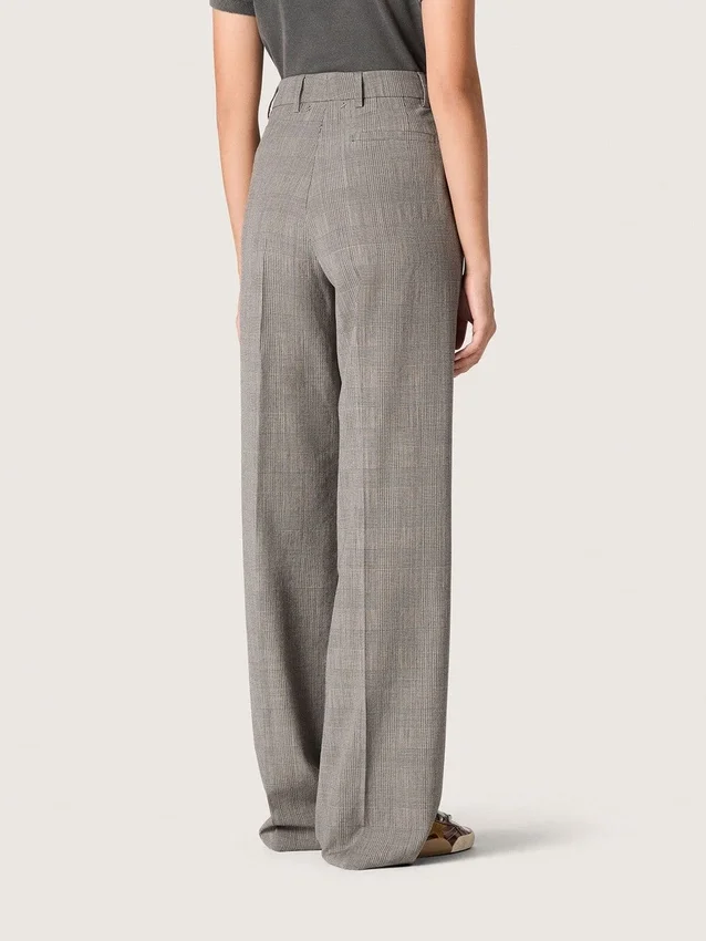 Oversize-Damenhose in grauem Prince-of-Wales-Karomuster