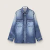 Oversize-Hemd für Damen mit Used-Denim-Effekt