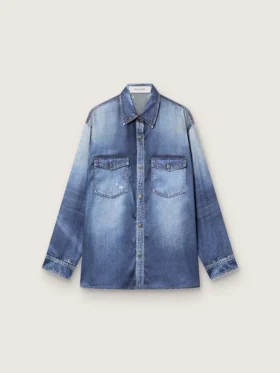 Oversize-Hemd für Damen mit Used-Denim-Effekt