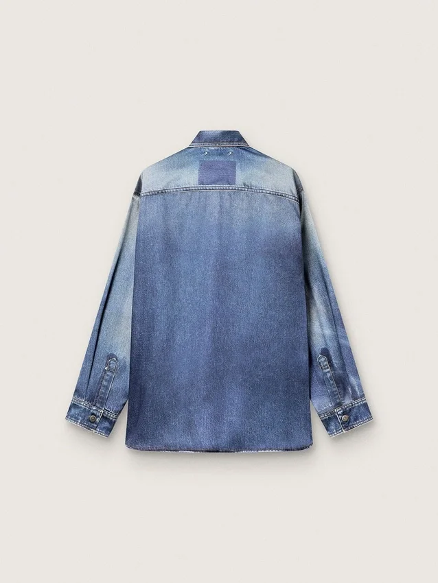 Oversize-Hemd für Damen mit Used-Denim-Effekt