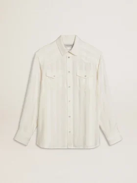 Oversize-Hemd für Herren in «Worn-White» mit vertikalen Streifen