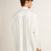 Oversize-Hemd für Herren in «Worn-White» mit vertikalen Streifen