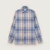 Oversize-Herrenhemd aus Baumwolle mit Karomuster in Indigo und Beige