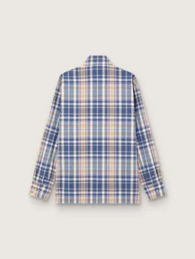 Oversize-Herrenhemd aus Baumwolle mit Karomuster in Indigo und Beige