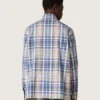 Oversize-Herrenhemd aus Baumwolle mit Karomuster in Indigo und Beige