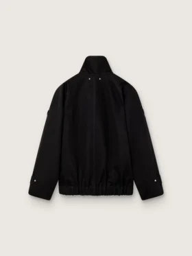 Oversize-Jacke für Damen aus schwarzem Baumwolltwill mit floralen Paillettenstickereien