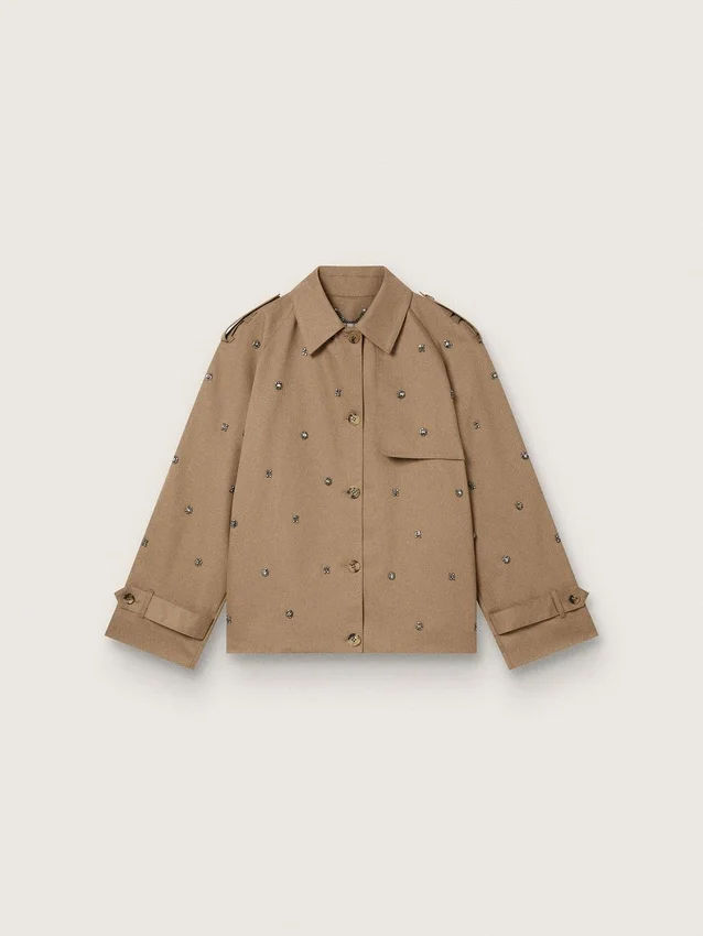 Oversize-Trenchcoat für Damen mit Kristallen