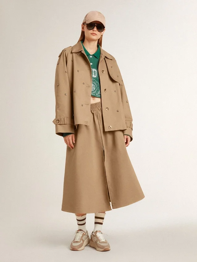 Oversize-Trenchcoat für Damen mit Kristallen