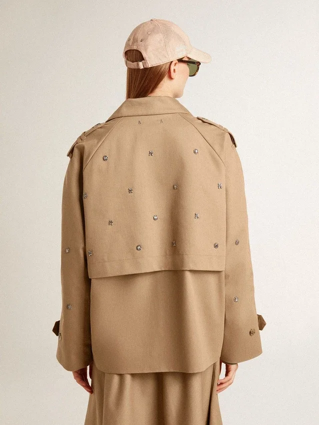 Oversize-Trenchcoat für Damen mit Kristallen