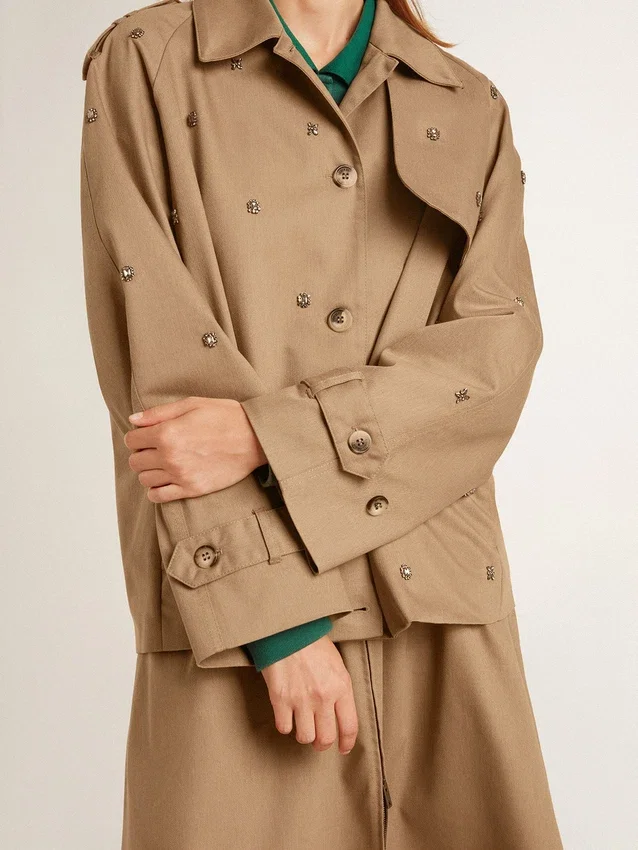 Oversize-Trenchcoat für Damen mit Kristallen