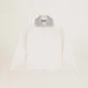 Papyrusweisses Sweatshirt mit Reissverschluss aus der Denise Star Collection und Kristallkragen