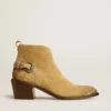 Patty-Stiefel aus sandfarbenem, gewachstem Wildleder