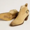 Patty-Stiefel aus sandfarbenem, gewachstem Wildleder