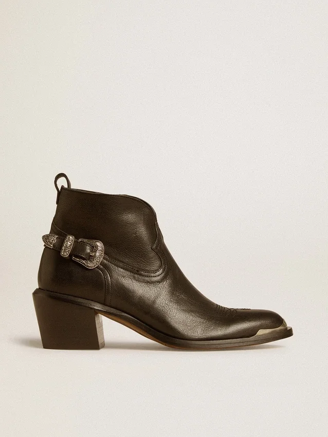 Patty-Stiefel aus schwarzem Leder