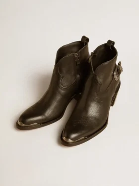 Patty-Stiefel aus schwarzem Leder
