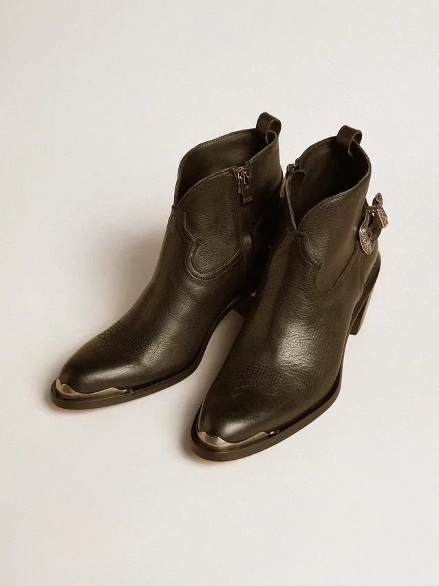 Patty-Stiefel aus schwarzem Leder