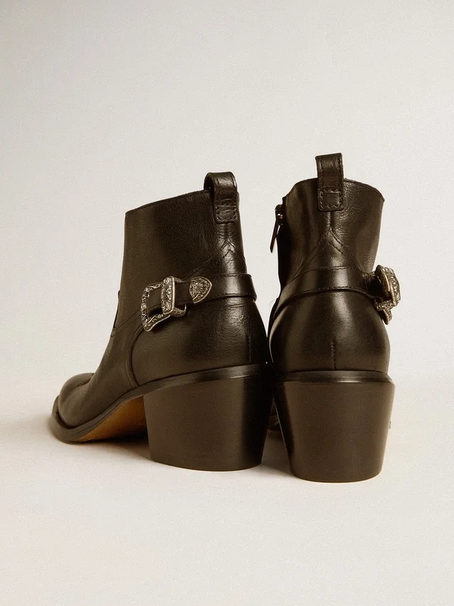 Patty-Stiefel aus schwarzem Leder