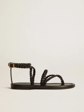 Penelope-Sandalen für Damen aus schwarzem Leder