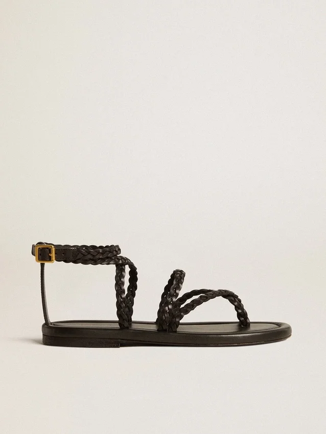 Penelope-Sandalen für Damen aus schwarzem Leder