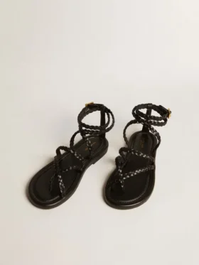 Penelope-Sandalen für Damen aus schwarzem Leder