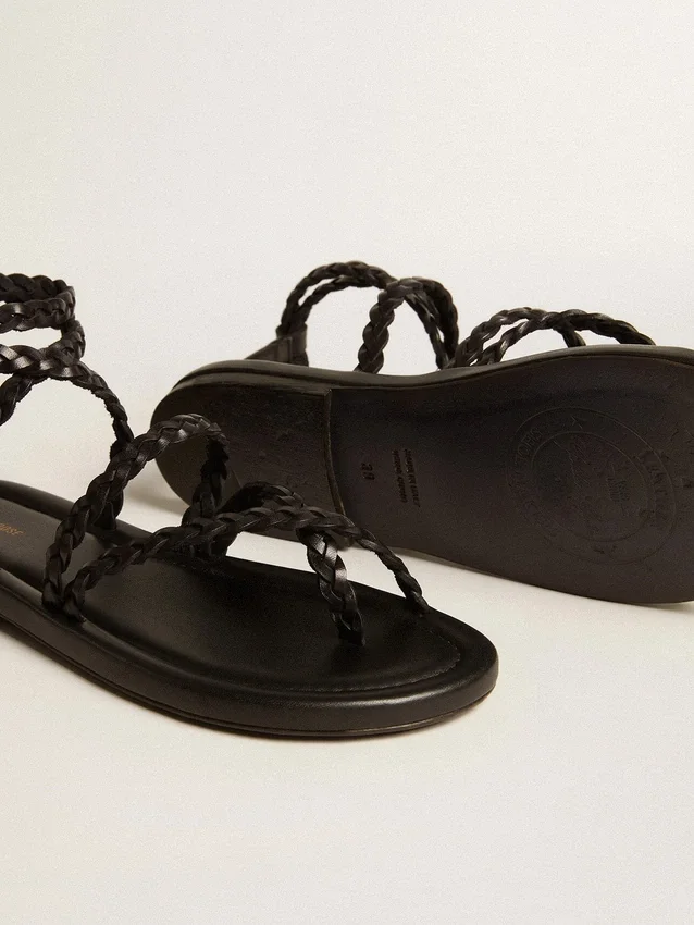 Penelope-Sandalen für Damen aus schwarzem Leder