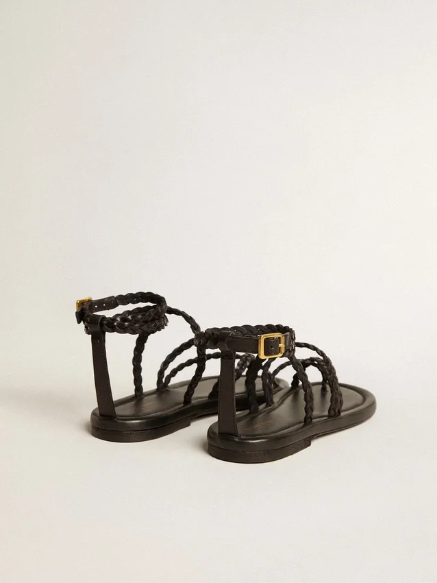 Penelope-Sandalen für Damen aus schwarzem Leder